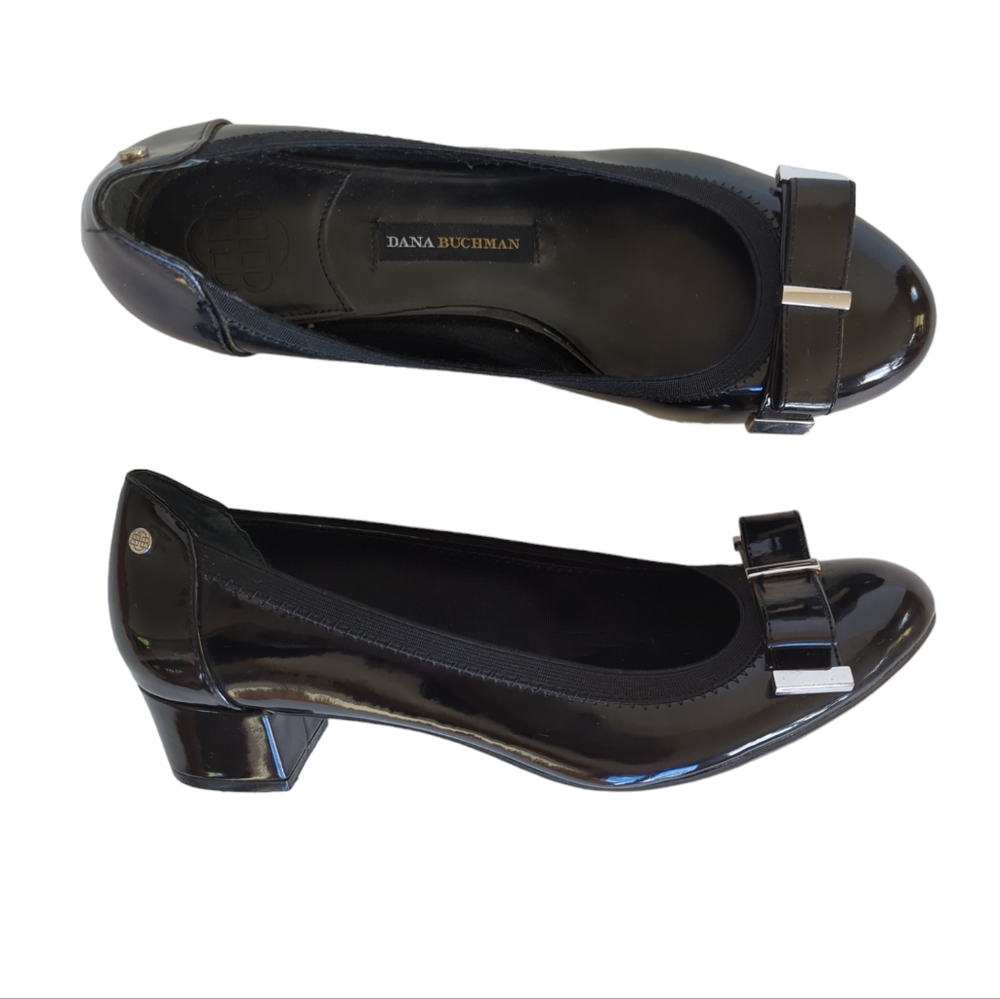 Dana Buchman Patent Leather Chunky Heel Shoe 9.5 Black